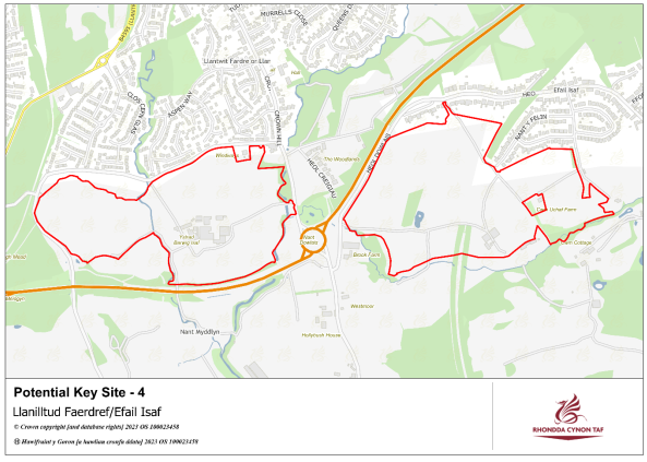 The above map shows the boundaries of the Key Site at Efail Isaf